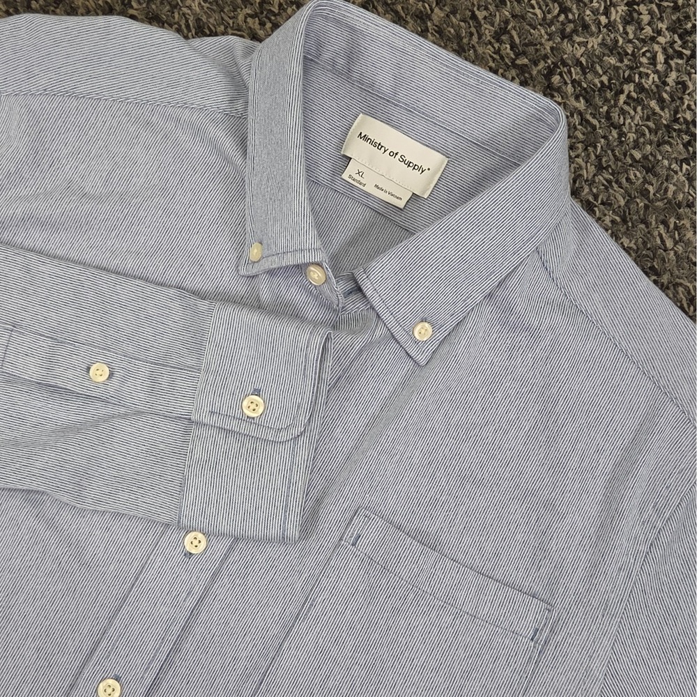 Ministry of Supply Shirt Mens XL Blue Performance Long Sleeve Button Down